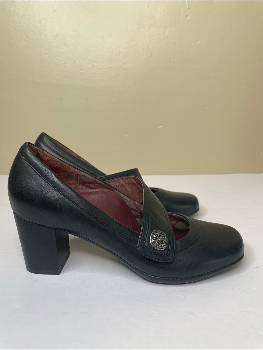 OBEO B.I.O. System Black Leather OPHELIA Mary Jane Block Heel Pump Shoes 7N
